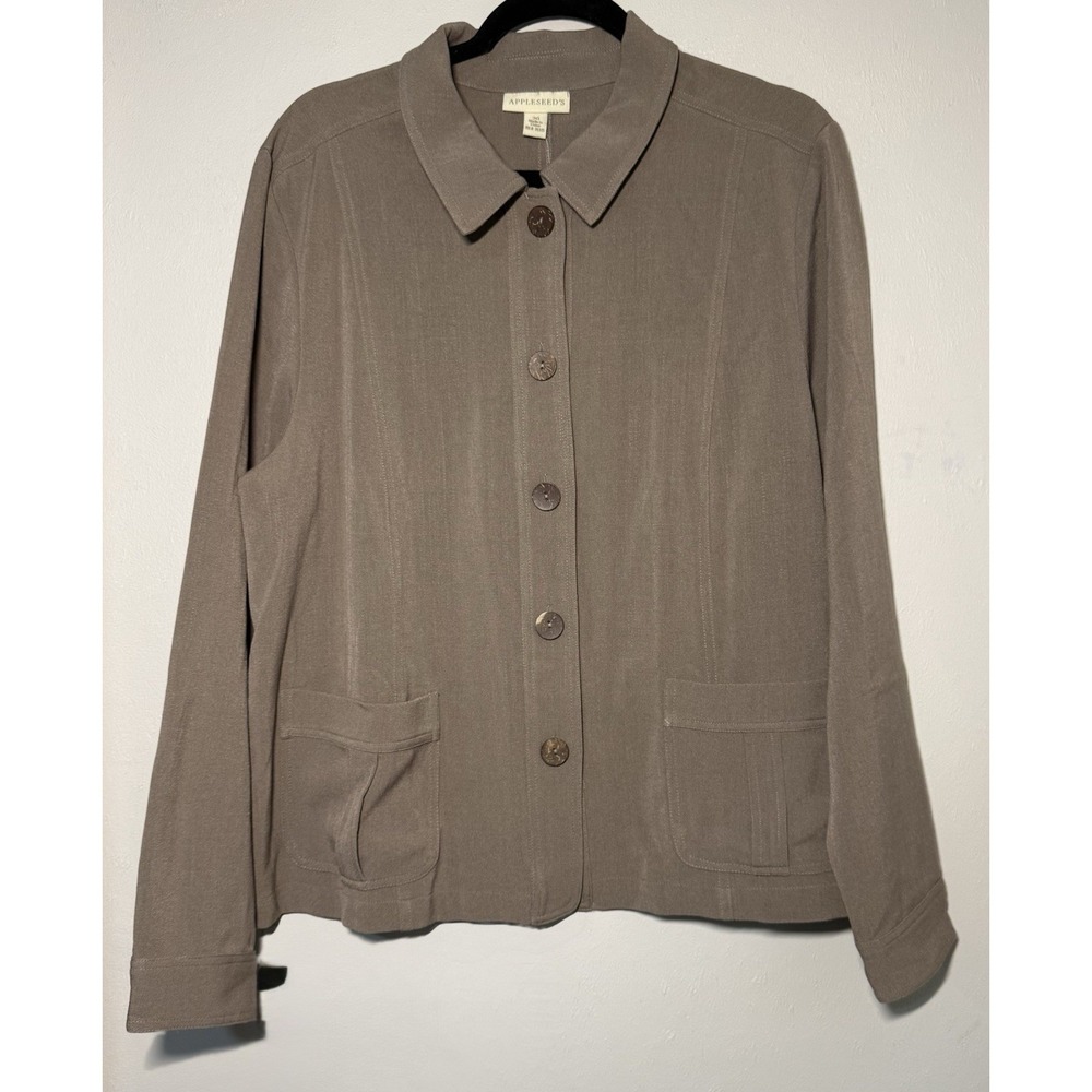 Appleseeds Utility Blazer Jacket Women's Size 20 Brown Button Pockets 76915 NWT